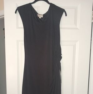 Loft black silky dress scrunched left side that can be tied